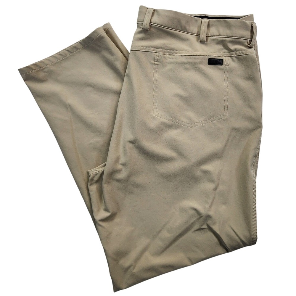 Greg Norman Tan Golf Pants 40x30 Stretch Performance Preppy Classic Khaki Chino